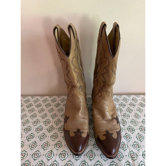 Dan Post Brown Leather Cowboy Boots - Picture 1 of 10